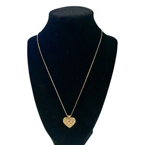 Avon Goldtone Heart Pendant Necklace birthstone June simulated alexandrite NIB